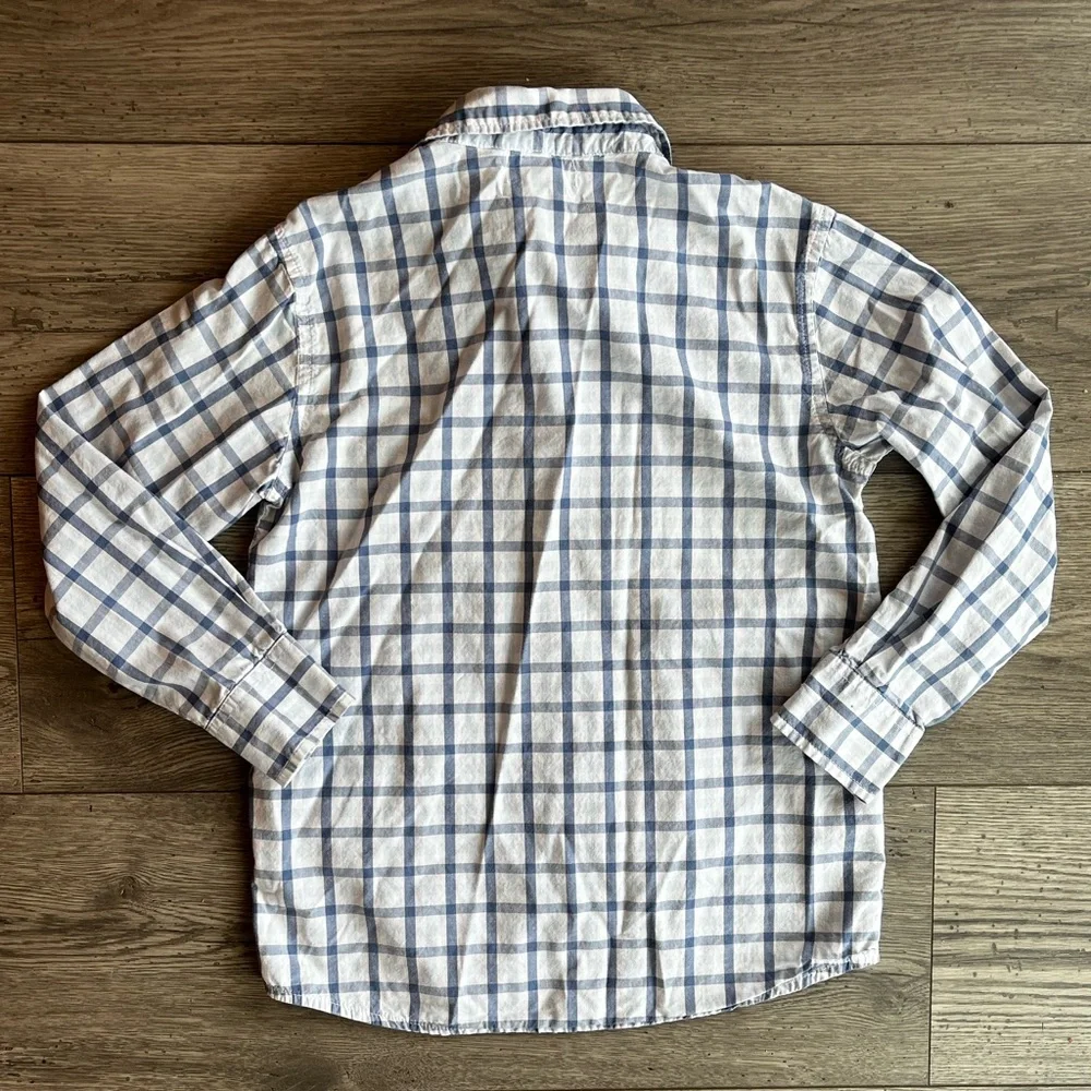 Old Navy Toddler Boy Long Sleeve Button Down Dress Shirt Blue Plaid Small 6/7